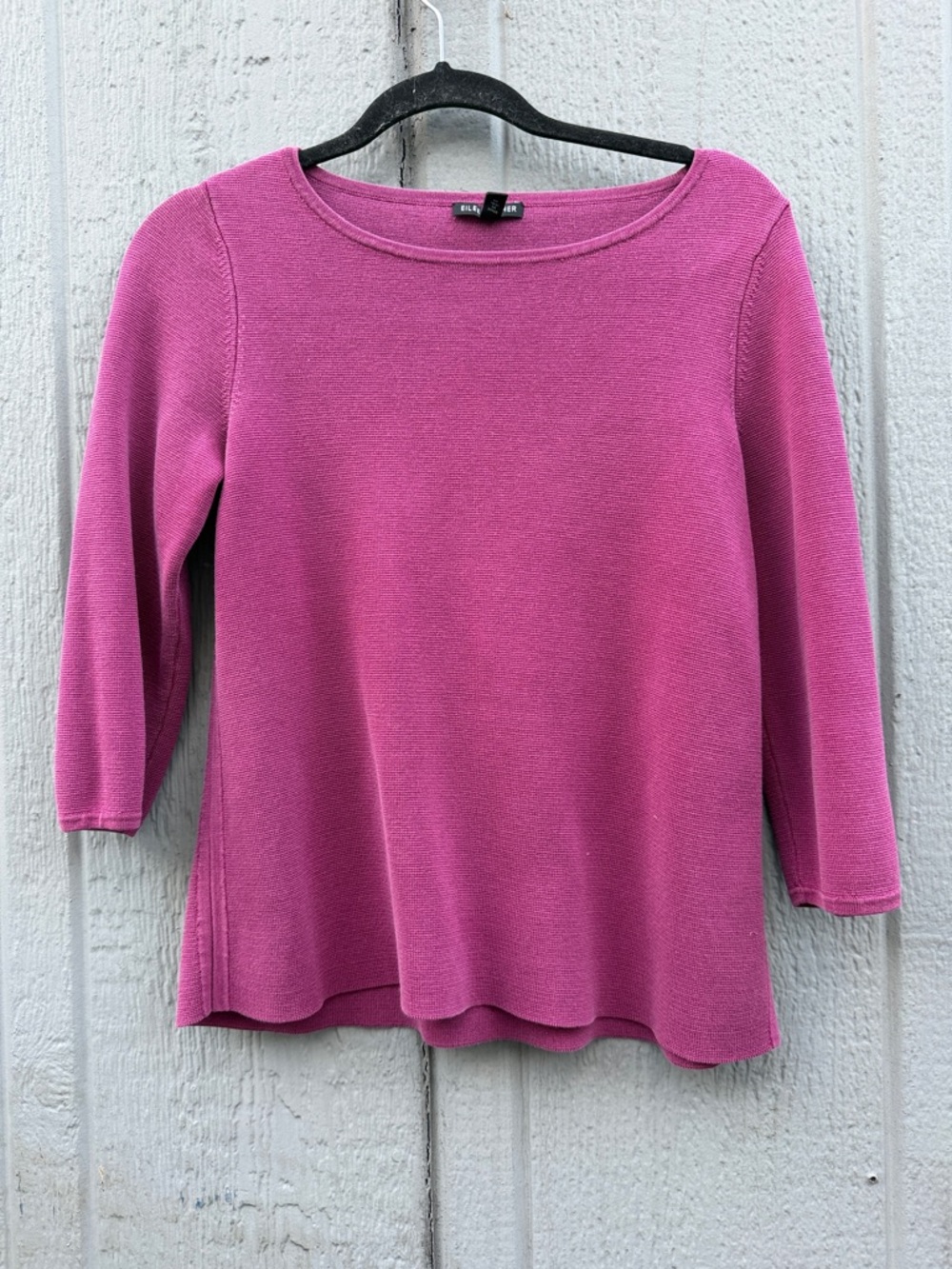 Eileen Fisher Magenta Boatneck Silk Knit Top Size: SP